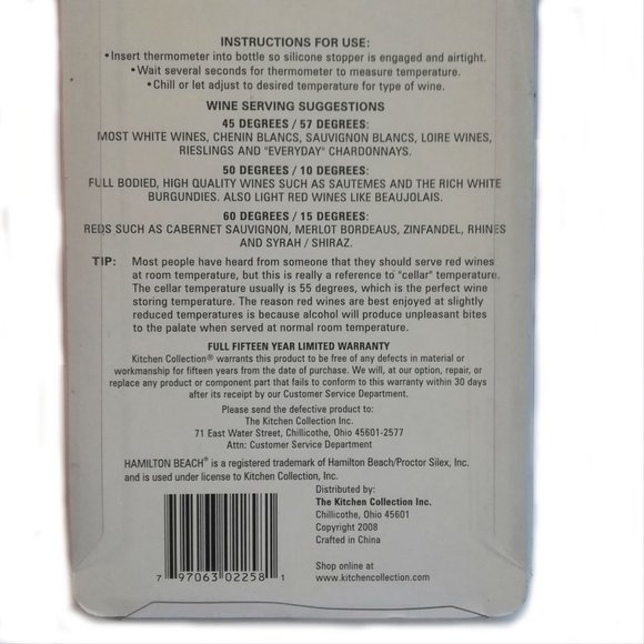 Hamilton Beach Wine Thermometer - Picture 2 of 4